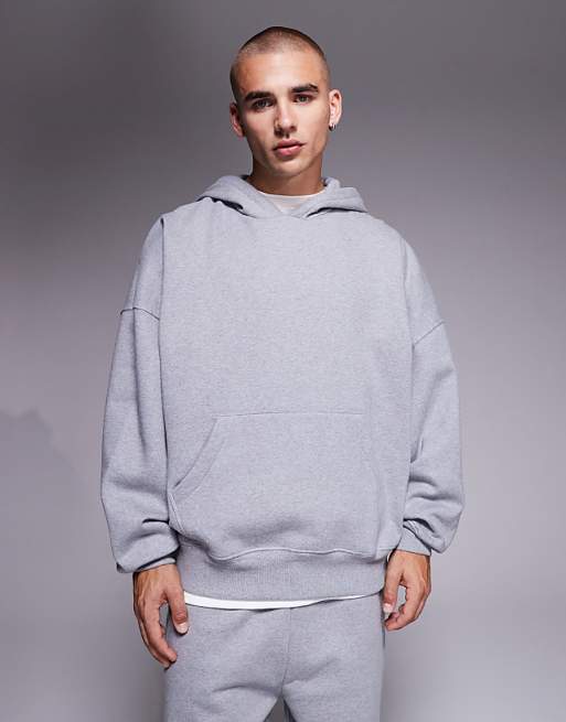 ASOS DESIGN premium heavyweight extreme oversized hoodie in 400gsm grey marl