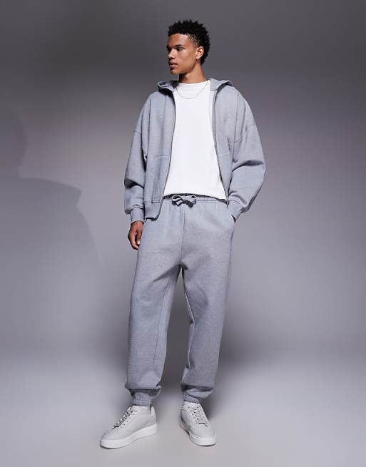 ASOS DESIGN Premium Heavyweight Extreme Oversized Zip Through Hoodie In 400gsm Grey Marl