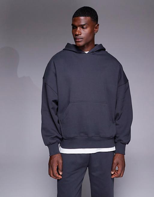 ASOS DESIGN premium heavyweight oversized hoodie in 400gsm charcoal