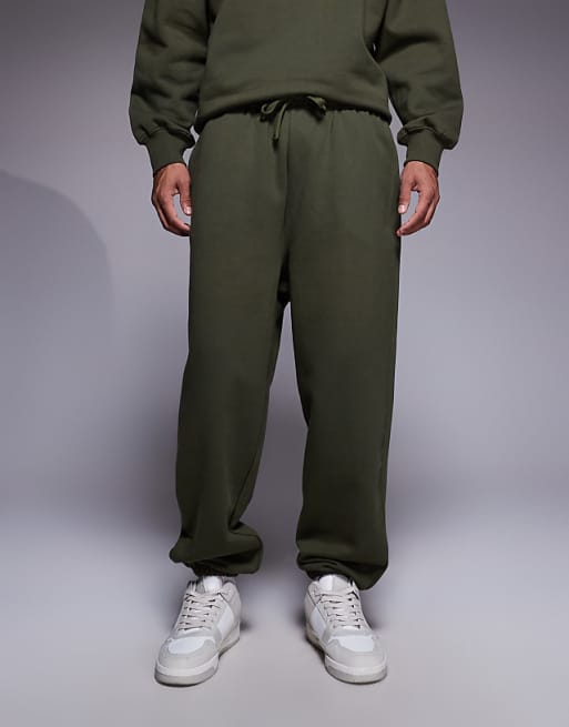ASOS DESIGN Premium Heavyweight Oversized Jogger In 400 Gsm Khaki