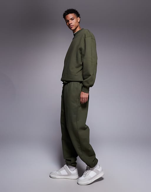 ASOS DESIGN Premium Heavyweight Oversized Jogger In 400 Gsm Khaki