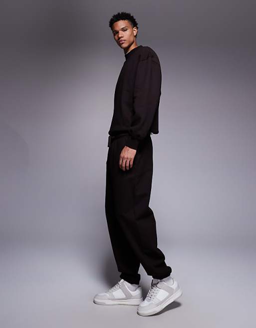 ASOS DESIGN Premium Heavyweight Oversized Jogger In 400gsm Brown