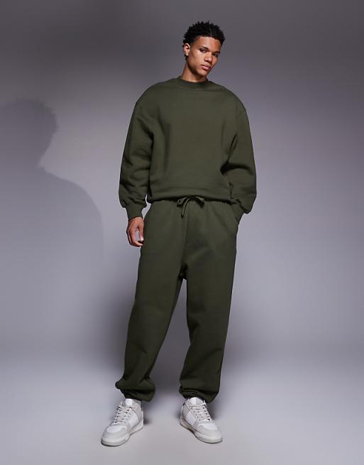 ASOS DESIGN premium heavyweight oversized jogger in 400 gsm khaki
