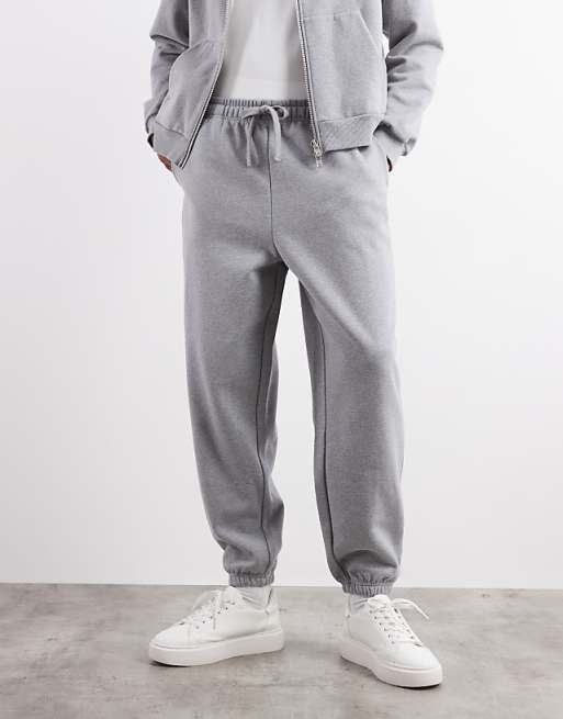 ASOS DESIGN Premium Heavyweight Oversized Joggers In 400gsm In Grey Marl
