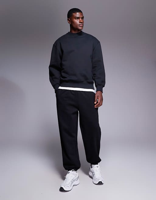 ASOS DESIGN premium heavyweight oversized joggers in 400gsm in black