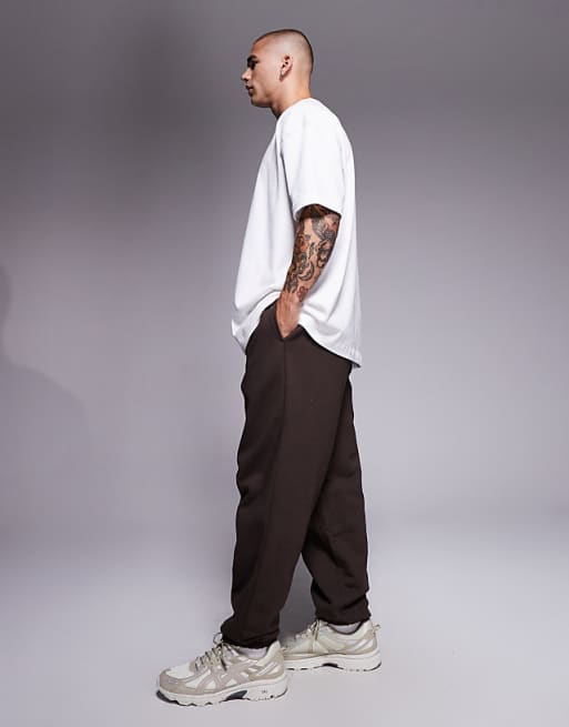 ASOS DESIGN Premium Heavyweight Oversized Joggers In 400gsm In Brown