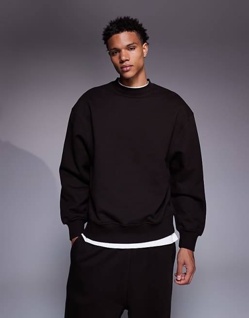 ASOS DESIGN premium heavyweight oversized sweatshirt in 400 gsm brown