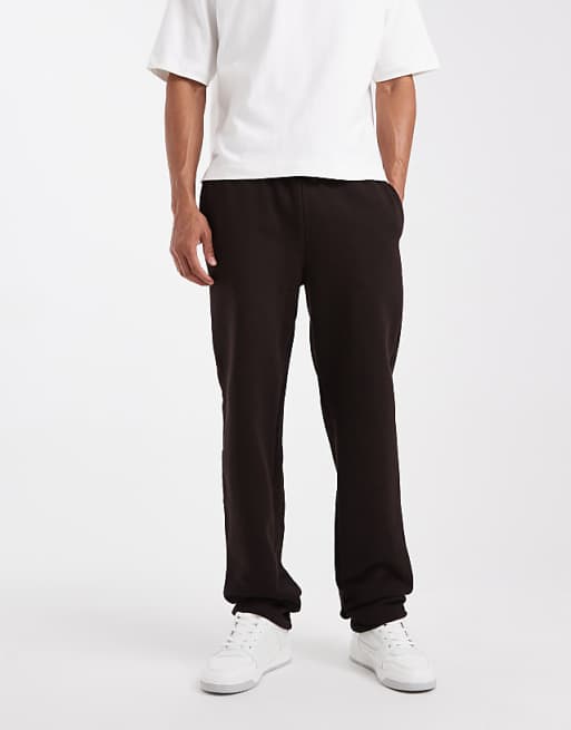 ASOS DESIGN Premium Heavyweight Straight Leg Jogger In 400gsm Brown