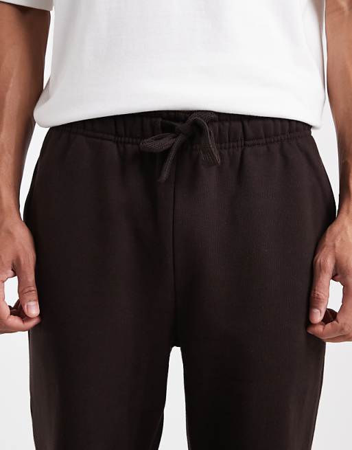 ASOS DESIGN Premium Heavyweight Straight Leg Jogger In 400gsm Brown