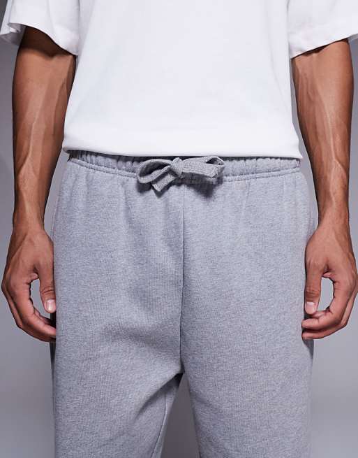 ASOS DESIGN Premium Heavyweight Tapered Joggers In 400gsm In Grey Marl