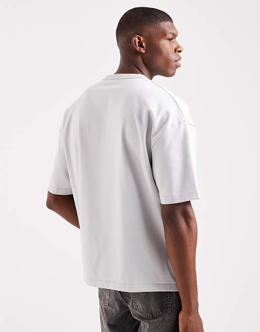 ASOS DESIGN Premium Interlock Boxy Oversized T-shirt With Street Graphic In Grey