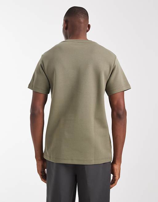 ASOS DESIGN Premium Interlock Crew Neck T-shirt In Khaki