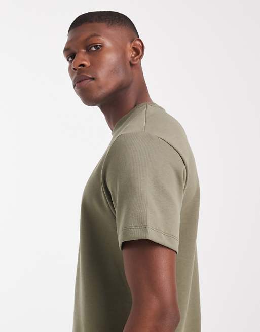 ASOS DESIGN Premium Interlock Crew Neck T-shirt In Khaki