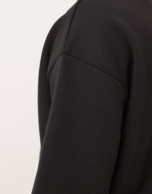 ASOS DESIGN Premium Interlock Oversized Dropped Shoulder High Neck T-shirt In Black
