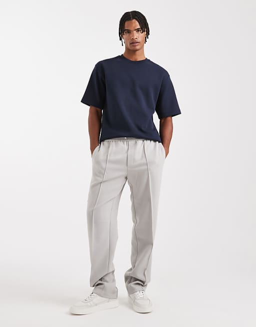 ASOS DESIGN Premium Interlock Relaxed T-shirt In Navy