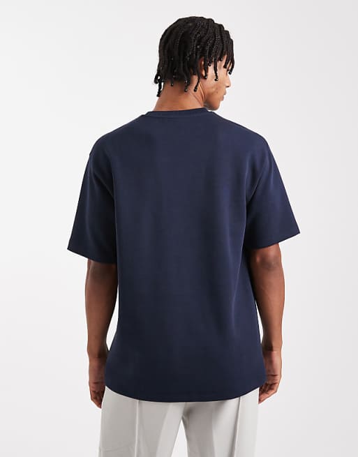 ASOS DESIGN Premium Interlock Relaxed T-shirt In Navy