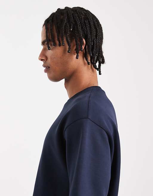 ASOS DESIGN Premium Interlock Relaxed T-shirt In Navy