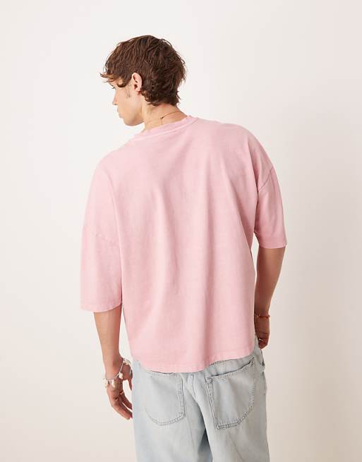 ASOS DESIGN Premium Oversized Heavyweight Boxy T-shirt In Washed Pink