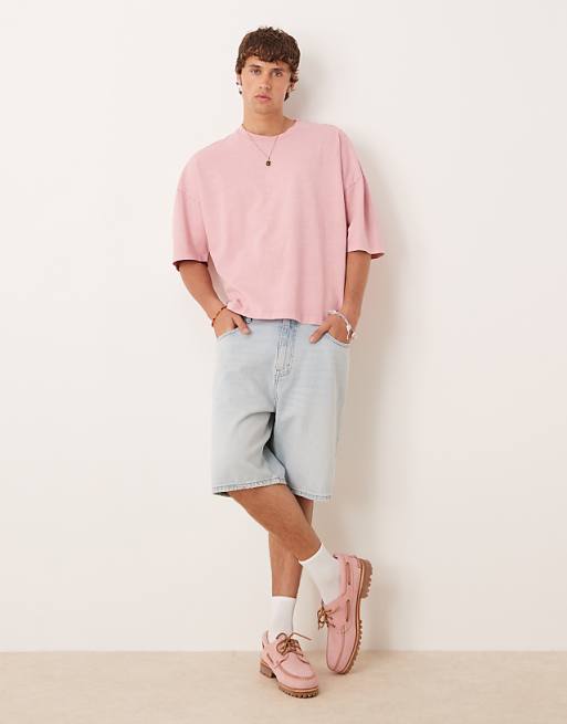 ASOS DESIGN Premium Oversized Heavyweight Boxy T-shirt In Washed Pink