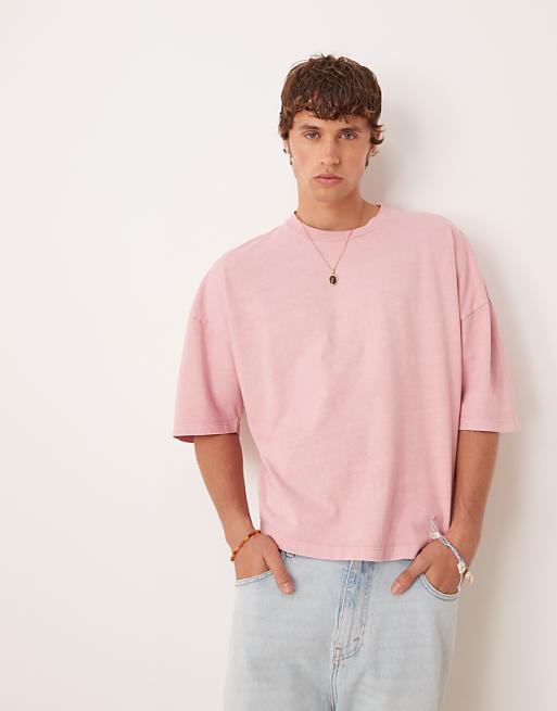 ASOS DESIGN premium oversized heavyweight boxy t-shirt in washed pink