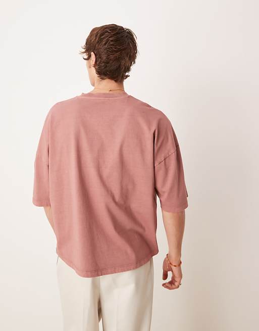 ASOS DESIGN Premium Oversized Heavyweight T-shirt With Print In Washed Brown