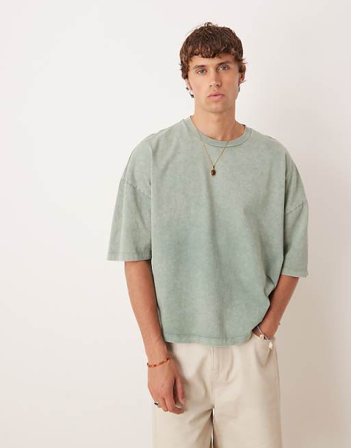 ASOS DESIGN Premium Oversized Heavyweight T-shirt In Washed Green