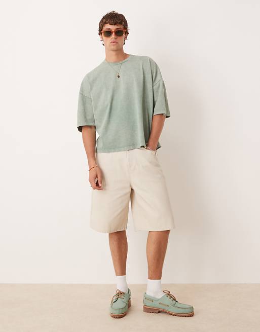 ASOS DESIGN Premium Oversized Heavyweight T-shirt In Washed Green