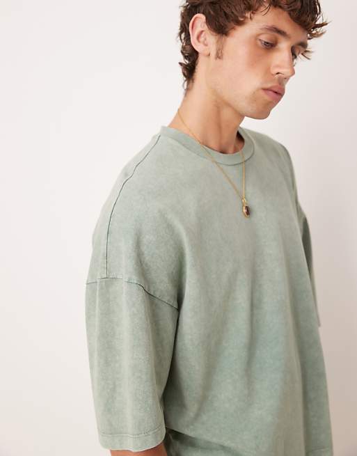 ASOS DESIGN premium oversized heavyweight t-shirt in washed green