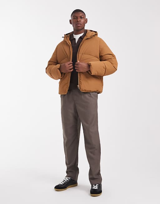 ASOS DESIGN Puffer Jacket With Seam Detail In Tan
