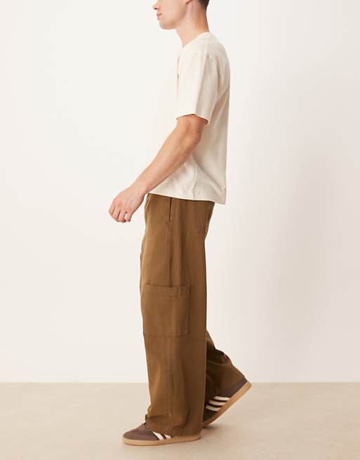 ASOS DESIGN Pull On Barrel Trousers In Brown