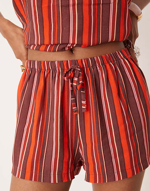 ASOS DESIGN Pull On Micro Short In Maroon Stripe