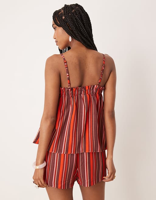 ASOS DESIGN Pull On Micro Short In Maroon Stripe