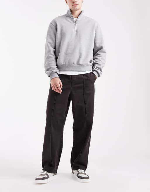 ASOS DESIGN Pull On Tapered Pintuck Trousers In Brown