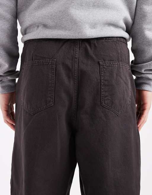 ASOS DESIGN Pull On Tapered Pintuck Trousers In Brown