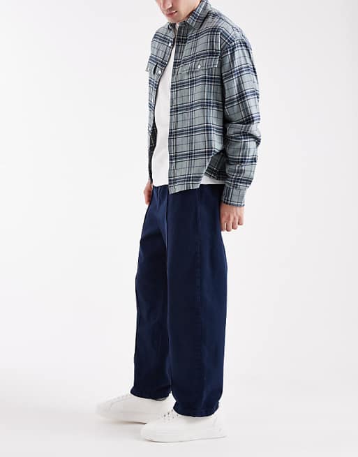 ASOS DESIGN Pull On Tapered Pintuck Trousers In Navy