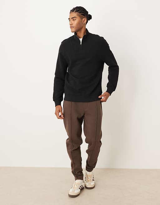 ASOS DESIGN Quarter Zip Sweatshirt In Black