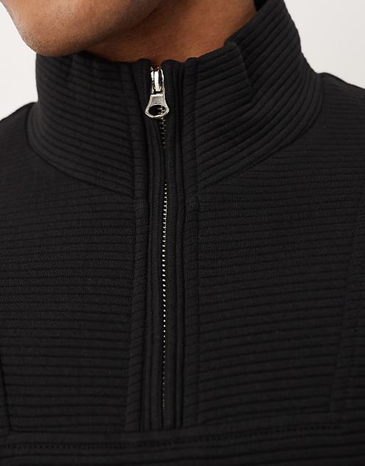 ASOS DESIGN Quarter Zip Sweatshirt In Black