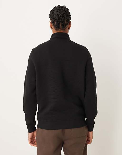 ASOS DESIGN Quarter Zip Sweatshirt In Black
