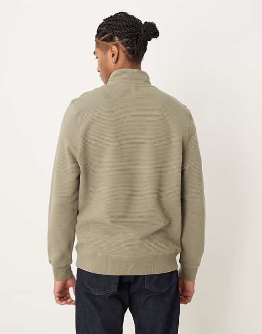 ASOS DESIGN Quarter Zip Sweatshirt With Ribbed Collar In Grey