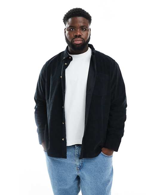 ASOS DESIGN Regular Cord Shirt In Black