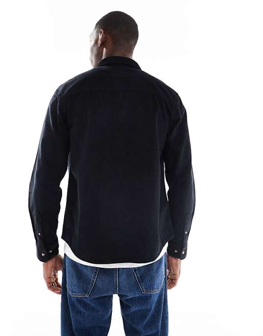 ASOS DESIGN Regular Cord Shirt In Black