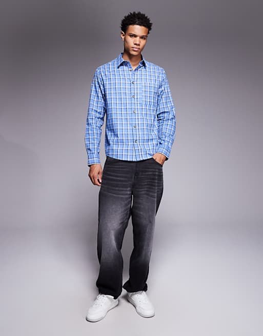 ASOS DESIGN Regular Fit Check Shirt In Blue