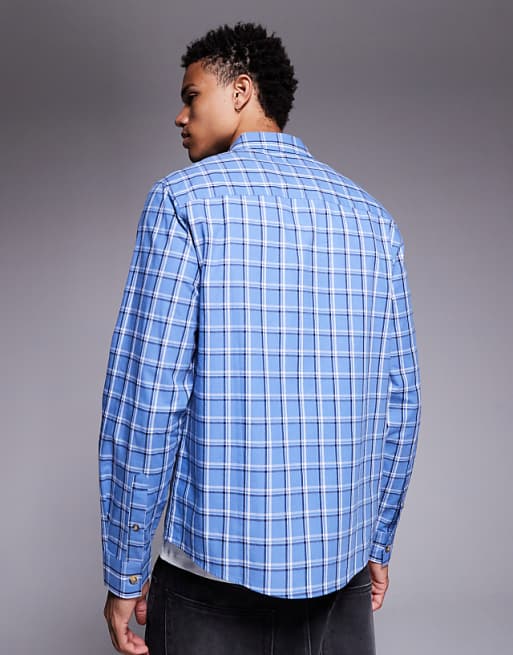 ASOS DESIGN Regular Fit Check Shirt In Blue