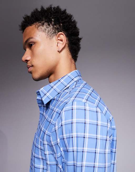 ASOS DESIGN Regular Fit Check Shirt In Blue
