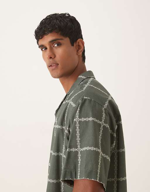 ASOS DESIGN Regular Fit Check Shirt In Green