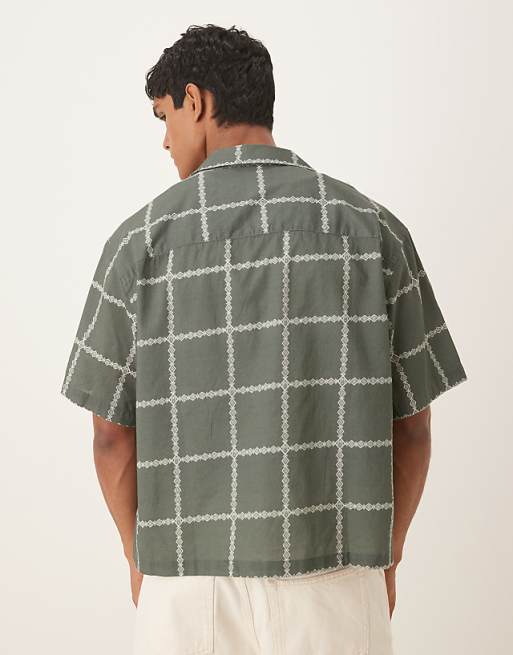 ASOS DESIGN Regular Fit Check Shirt In Green