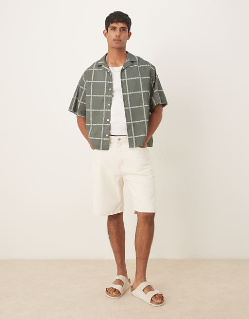 ASOS DESIGN Regular Fit Check Shirt In Green