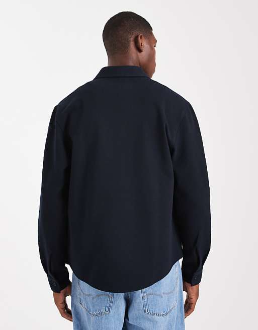 ASOS DESIGN Regular Fit Jersey Shirt In Navy