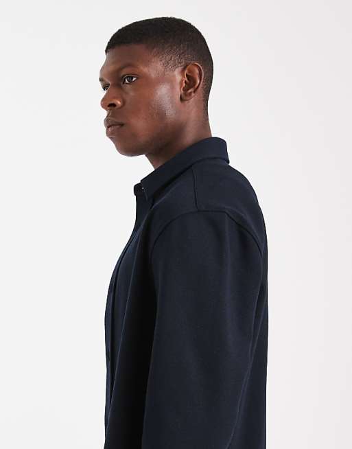 ASOS DESIGN Regular Fit Jersey Shirt In Navy