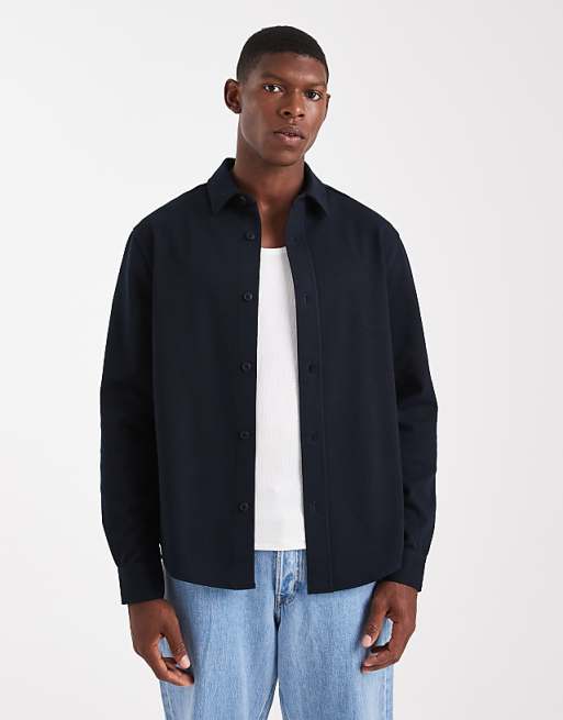 ASOS DESIGN regular fit jersey shirt in navy